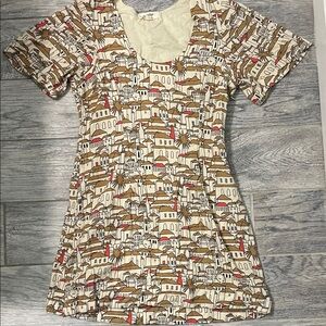 Rare Anthropology City scape Dress size M by Porridge